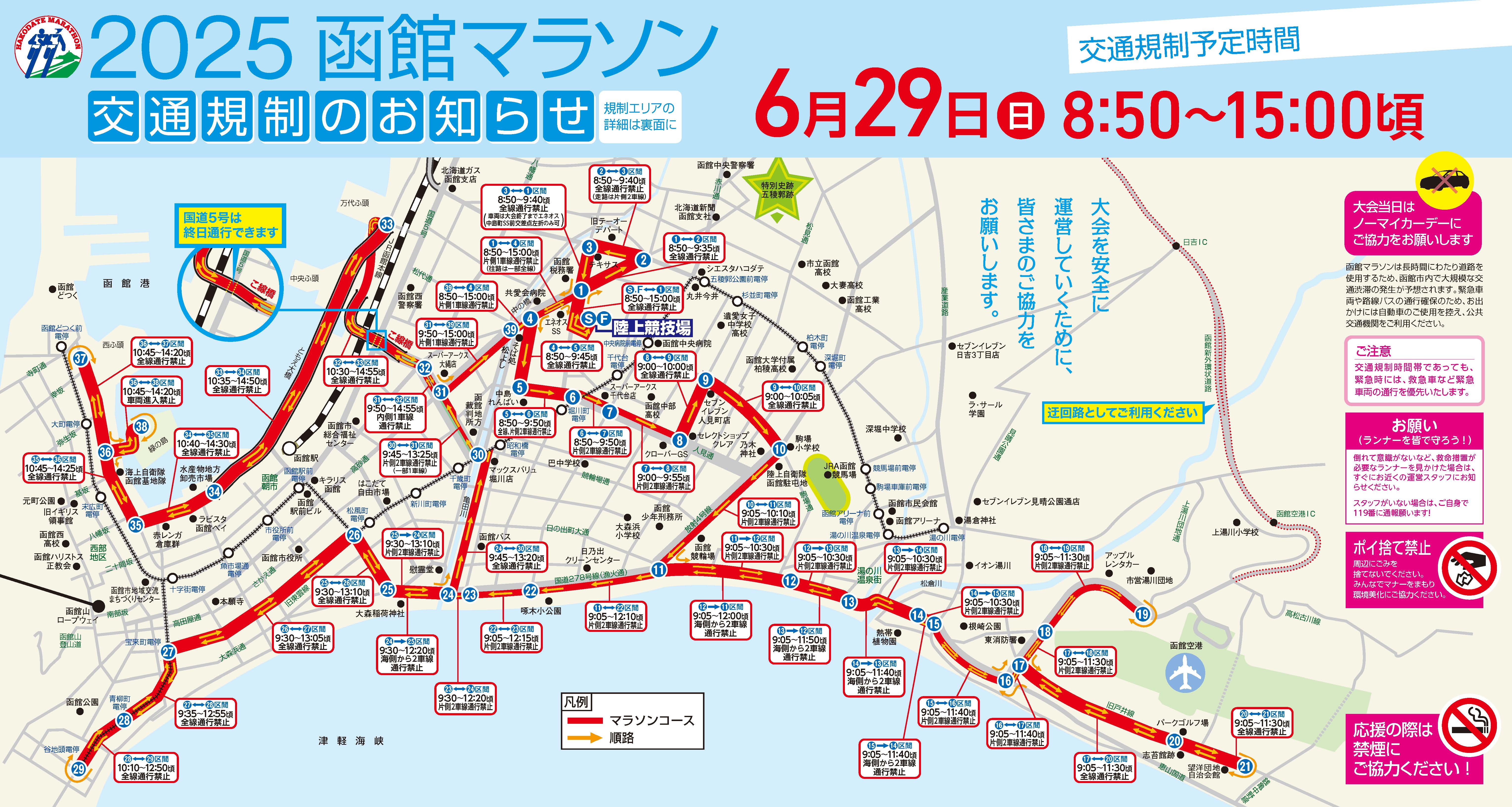 2025函館マラソン交通規制のお知らせ